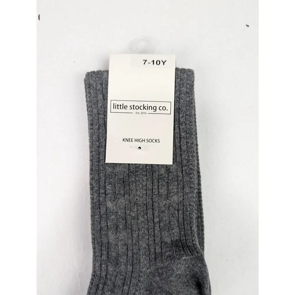 Little Stocking Girls 7-10Y Charcoal Cable Knee High Socks